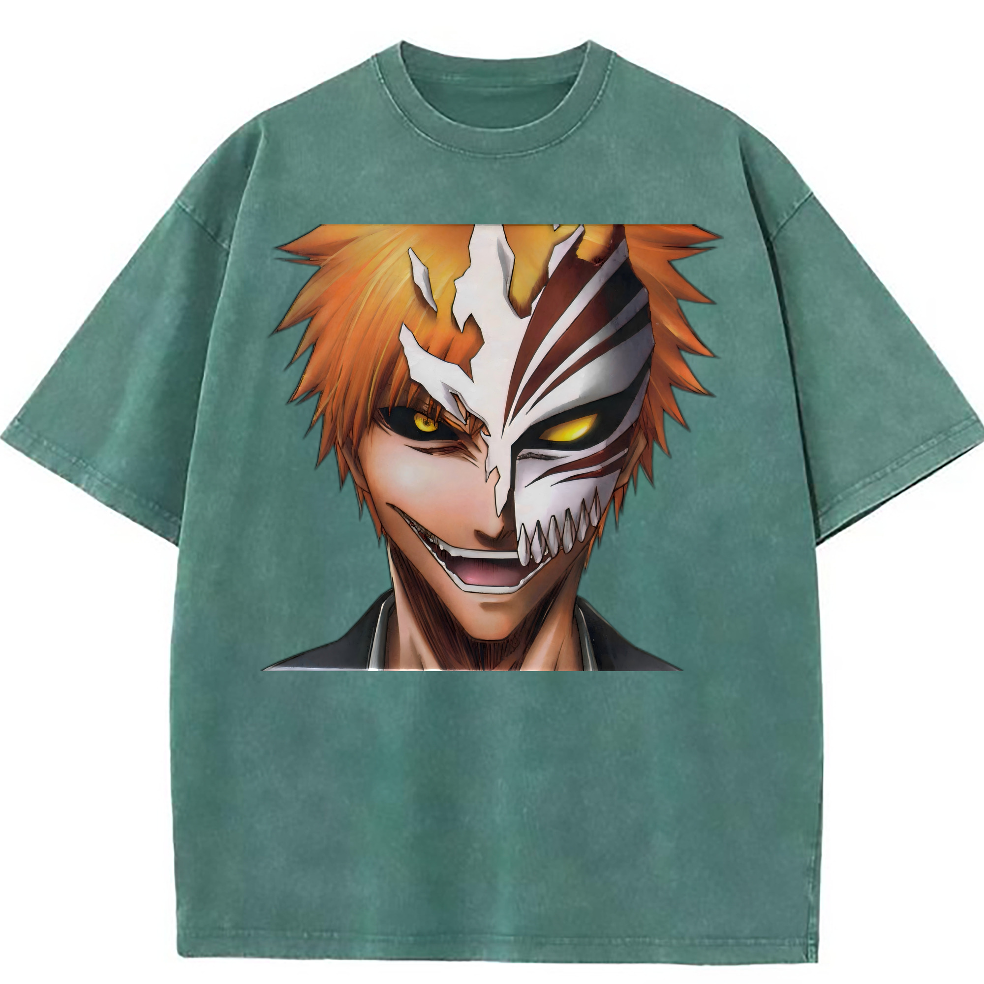 （画像用） ブリーチ 黒崎一護（くろさき いちご）BLEACH Kurosaki Ichigo 綿100% ヴィンテージ風 半袖Tシャツ（フロントプリント）